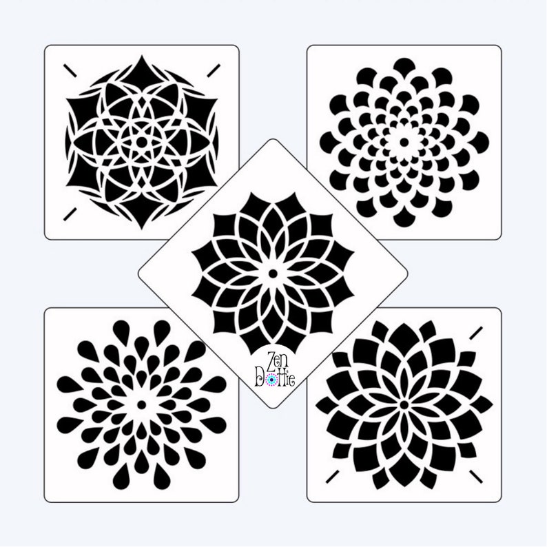 Dotting Dotting templates Dotting stencils set of 5 Dotting guides Dot Mandala stencils Mandala stencils