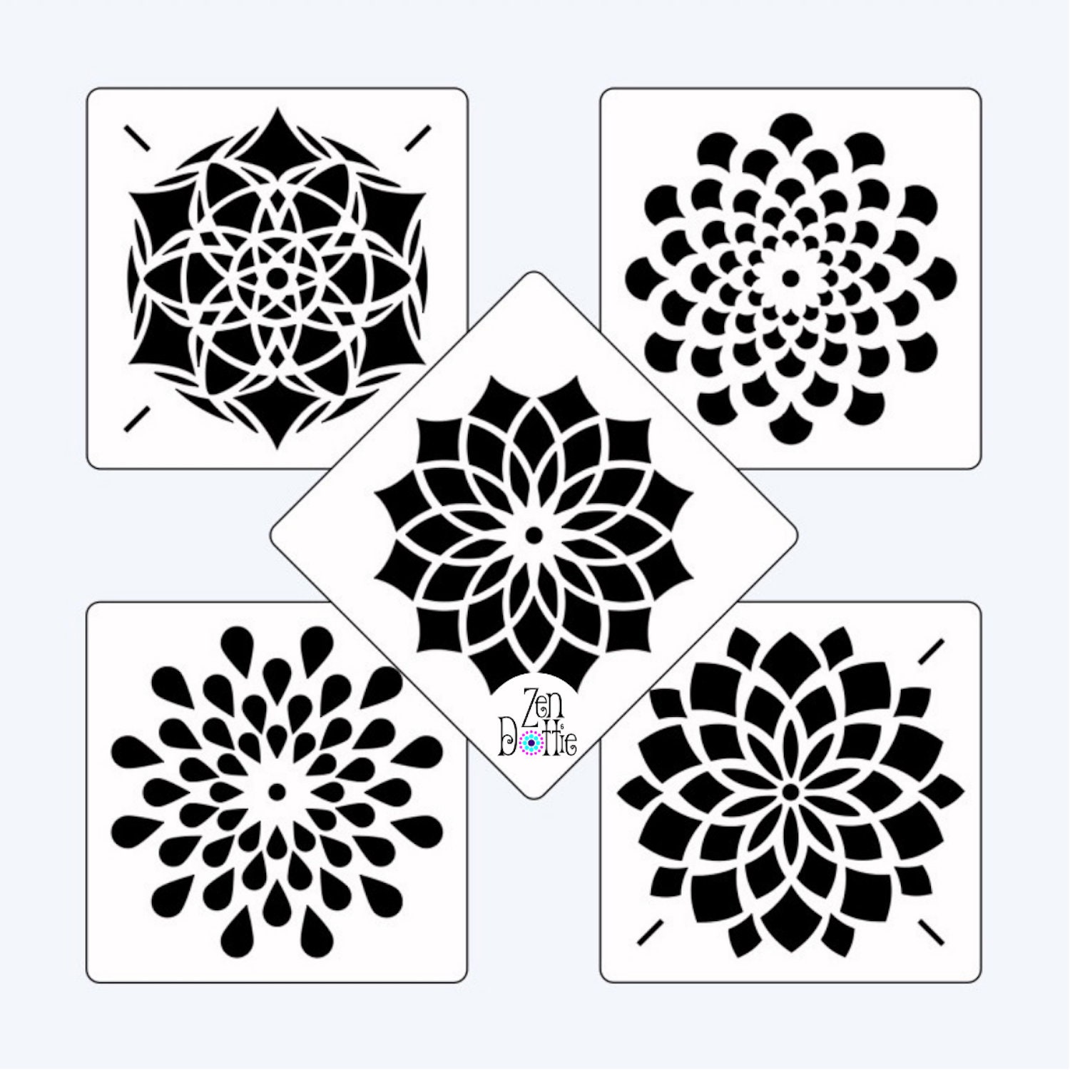 Dotting stencils set of 5 Dotting templates Mandala Etsy