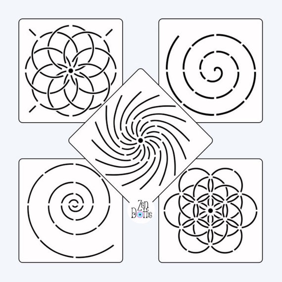 Dotting stencils set of 5 Dot Mandala templates Dotting Etsy