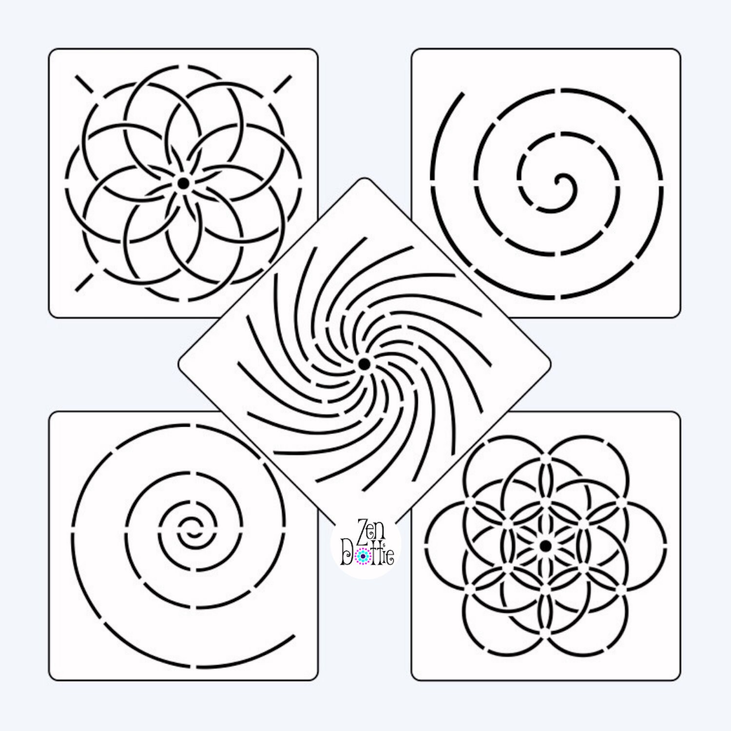 dotting stencils set of 5 dot mandala templates dotting etsy