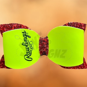 Softball Haarschleife | Echte Softball Skin Haarschleife | Mädchen Haarschleife | Sport Haarschleife | Team Haarschleife | Baseball Softball Bow | 13 cm Softball Bow