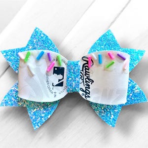 Fiocco per capelli da baseball / Fiocco per capelli in vera pelle da baseball / Fiocco per capelli da bambina / Fiocco per capelli sportivo / Fiocco per capelli da squadra / Fiocco da baseball da 4,5&quot;