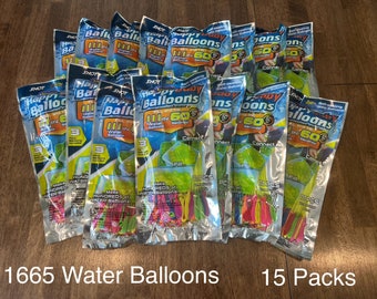 Water Balloons - 15 Packs (Self Sealing, Quick Fill, 1665 Balloons count)