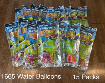 1665 Water Balloons (45 bunches) self sealing and Quick Fill + Free Nozzle - Instant Fill - Already Tied