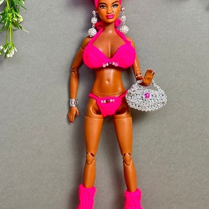 OOAK Barbie Doll Custom Pink Hair With Enhanced Chest Skirt Barbie OOAK