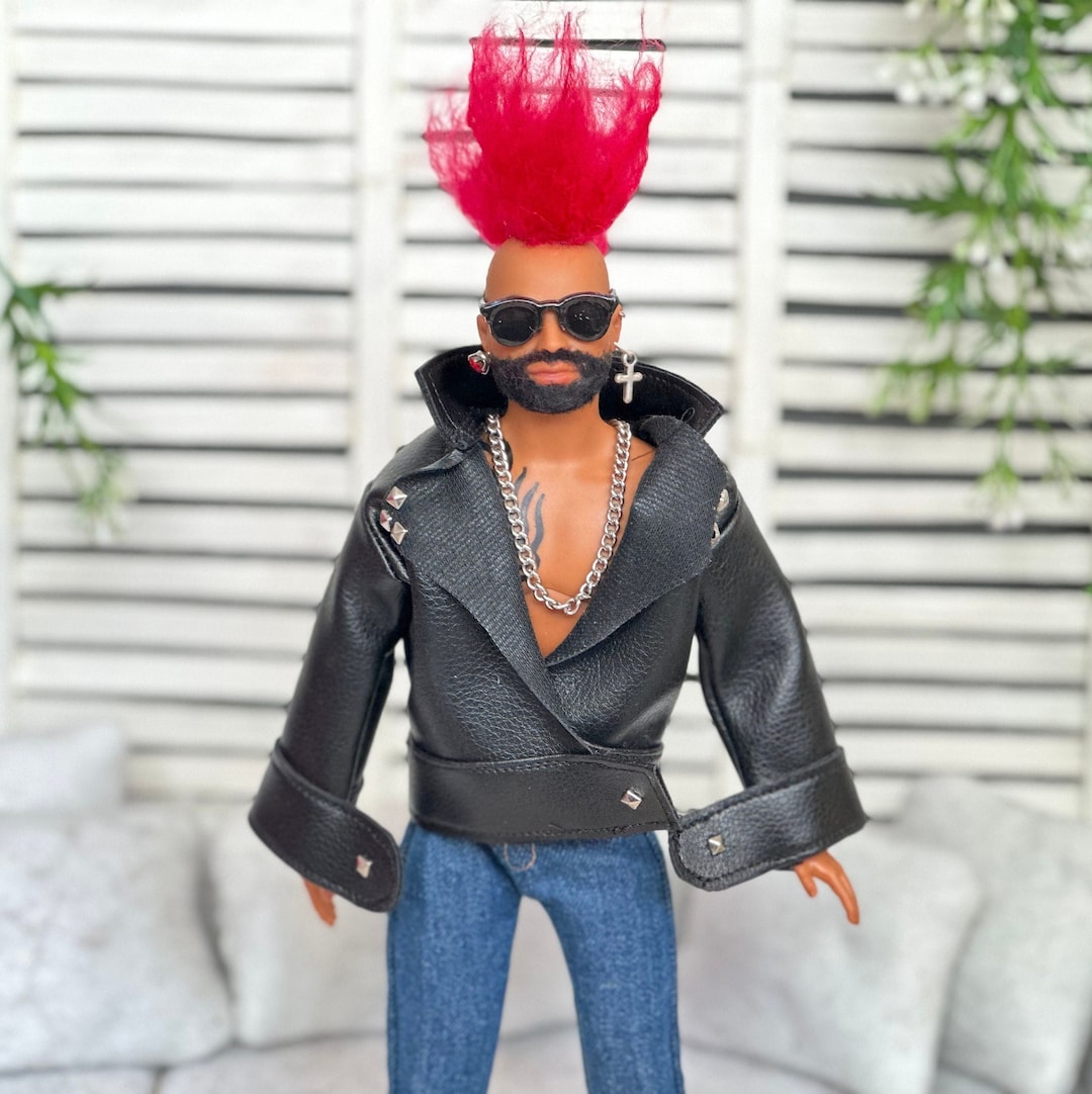 OOAK Barbie Ken Doll Custom With Beard and Mohawk OOAK Ken Doll Tattoos