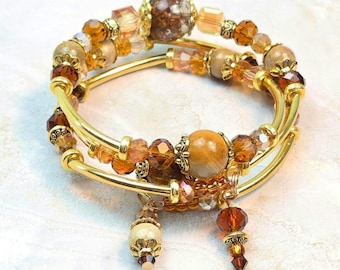 Handmade Adjustable, 3-coil memory wire bracelet, custom orders available