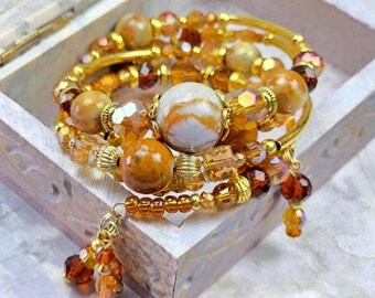 Handmade Adjustable, 4-coil memory wire bracelet, custom orders available