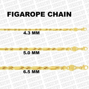 14k Solid Gold Figarope Necklace,Real Gold Figaro Chain,Rope Bracelet,Mens chain,Mens Bracelet,Thick Chain,Gift for him