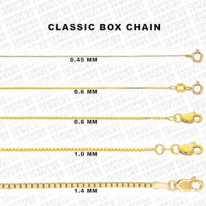 10K Solid Yellow Gold Box Chain Necklace, 16" To 30" Inch, 0.5mm To 1.4mm Thick Gold Chain, Gold Box Necklace, Solid Gold Box Chain, Women