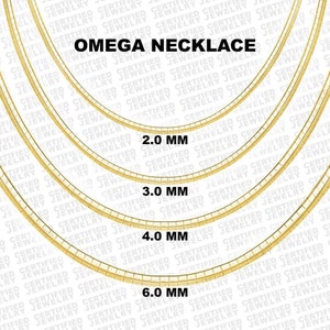 14K Solid Gold Classic Omega Chain Necklace, 16 18 20, 2.0 MM 6.0 MM Wide Gold Omega Necklace Chain, For Women image 1