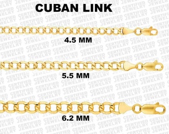 14K Yellow Gold Curb Link Chain Necklace, 18-24" Inch, 4.5mm 5.5mm 6.2mm Thick Gold Chain, Lite Gold Chain, Real Gold Chain, Men Women