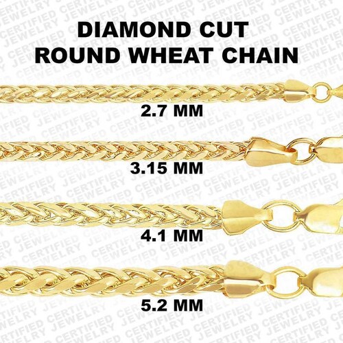 14K Yellow Gold Diamond Cut Round Wheat 