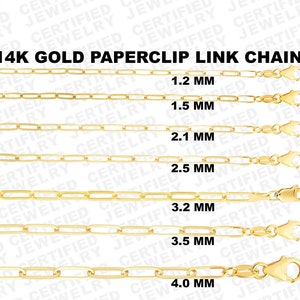 14k Yellow Gold Paperclip, 1.2mm To 9.8mm Rectangular Link Necklace Or Bracelet ,Everyday Chain, Real Gold, Thick Gold, SALE