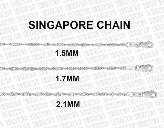 20 inch 24 inch 14K White Gold 1.7 Singapore Chain in 16 inch 18 inch