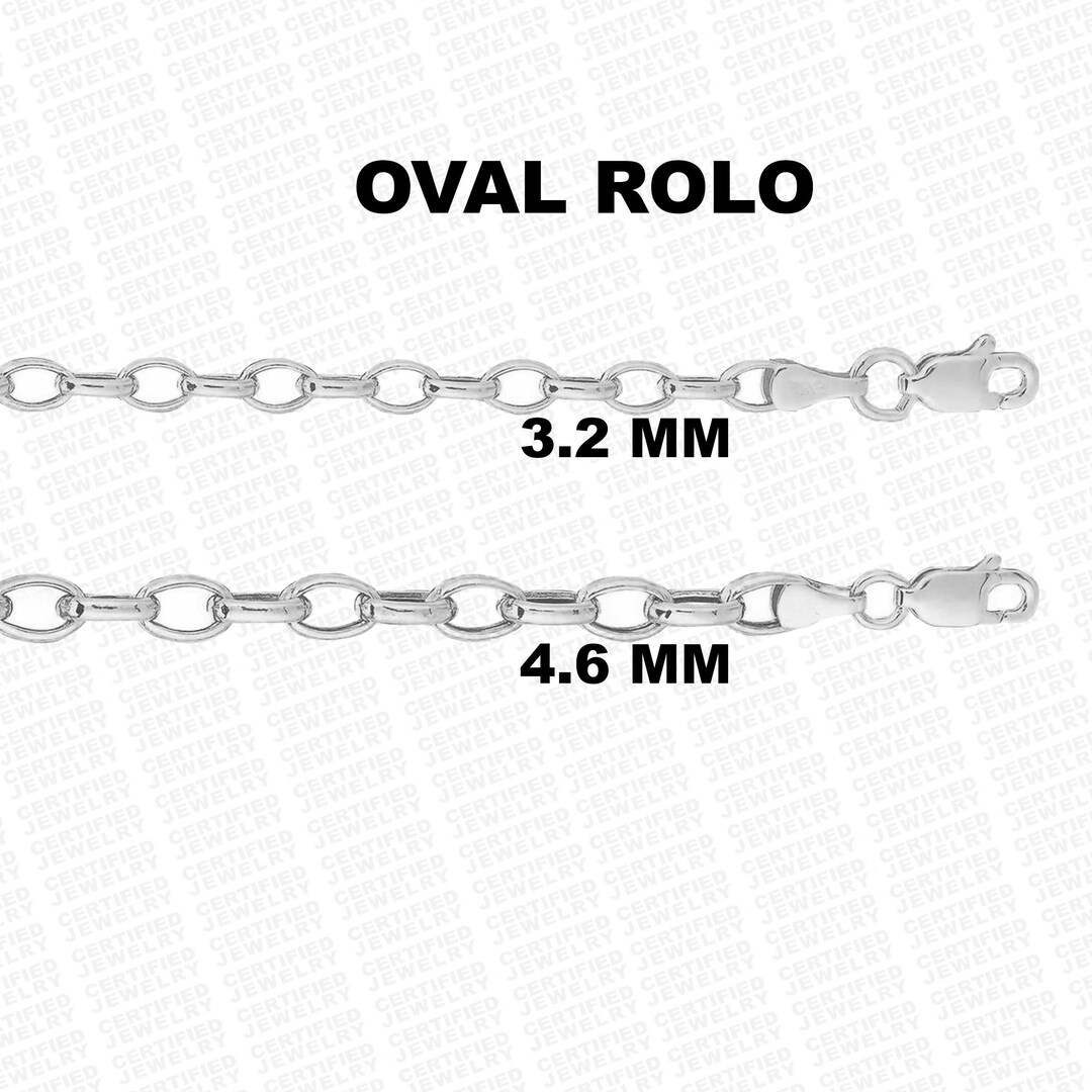 14K White Gold Oval Rolo Chain Necklace 7 18 Etsy