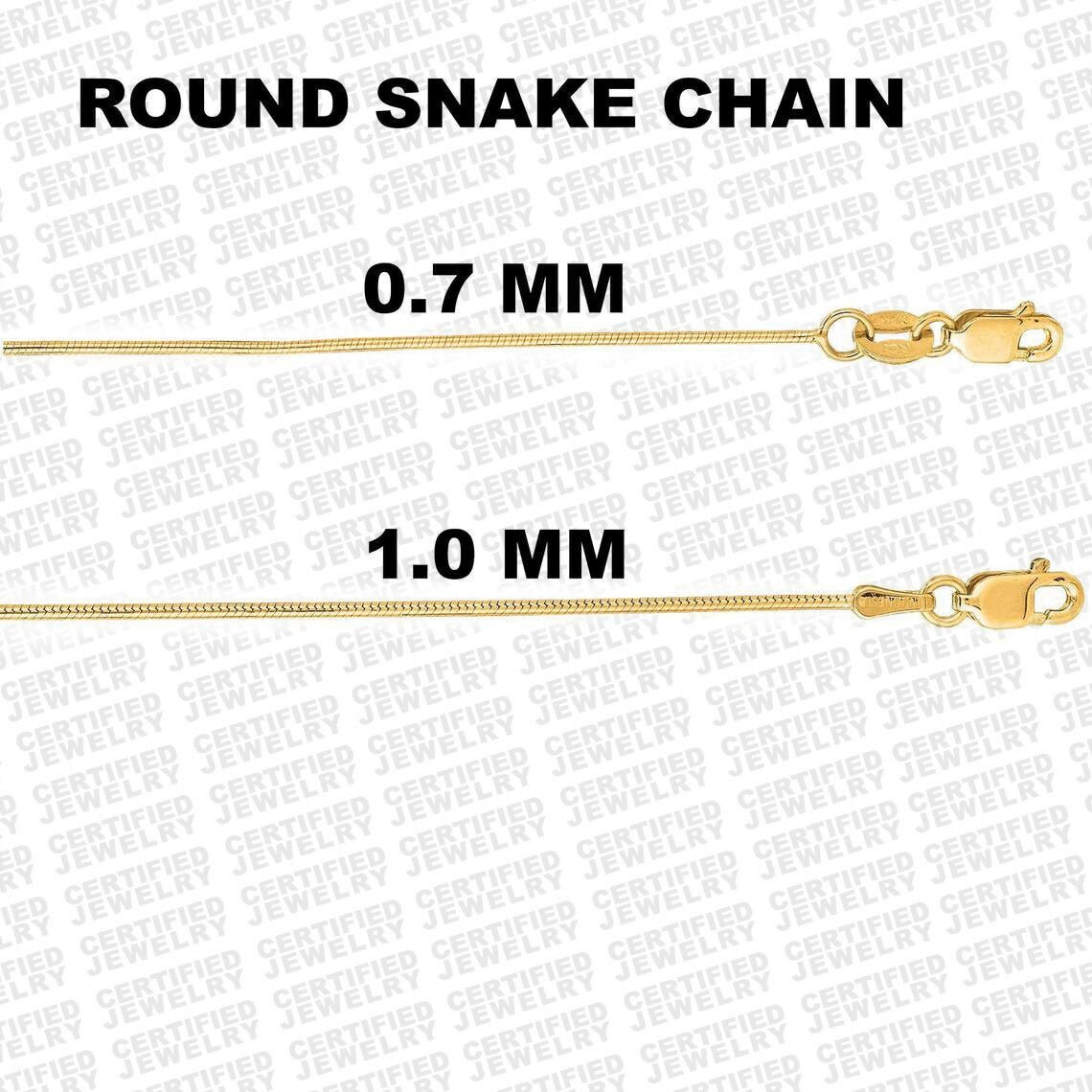 Solid 14K Yellow Gold Round Snake Chain 