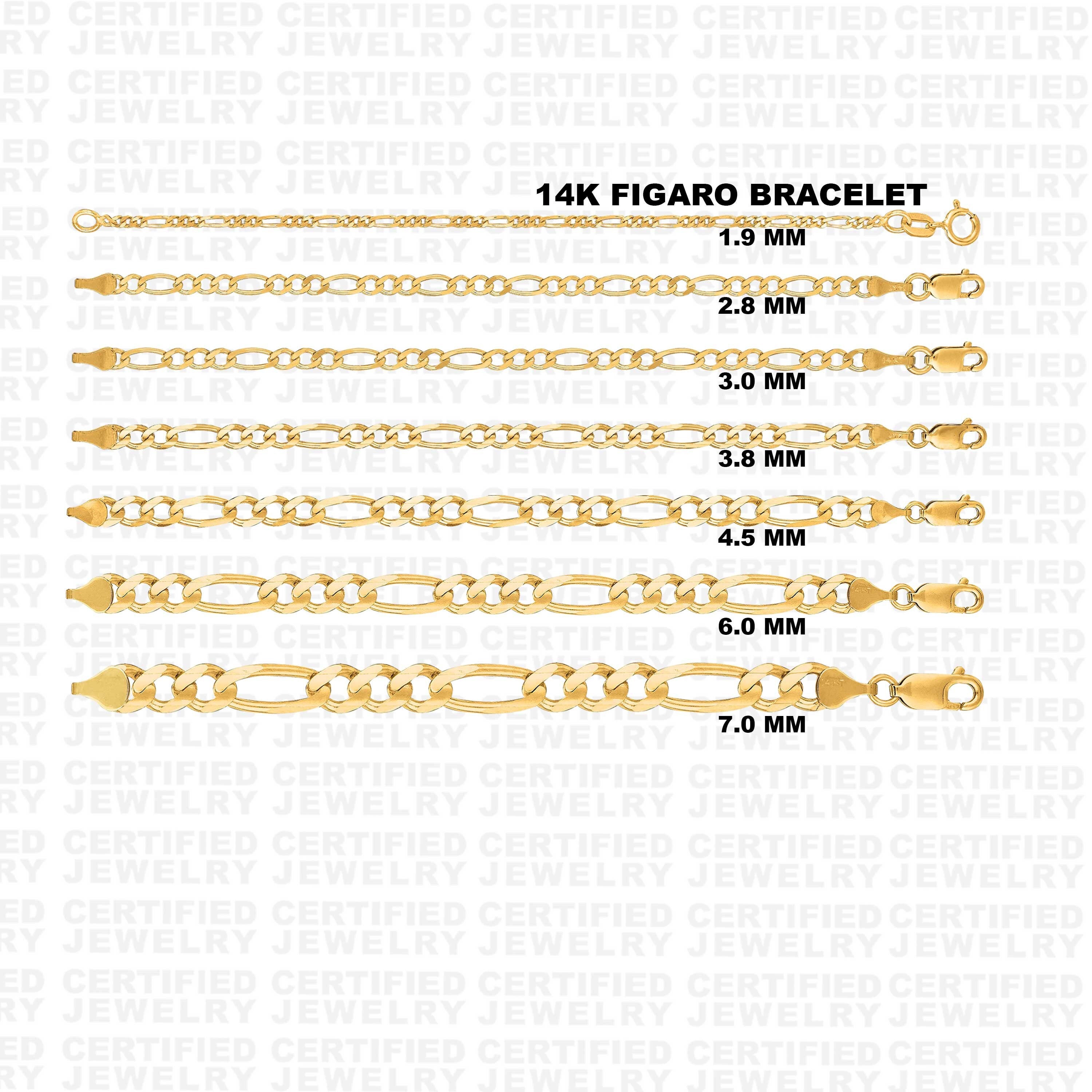 Real 14k Yellow Gold Figaro Chain Bracelet 5mm Gold Figaro Link Bracelet |  eBay