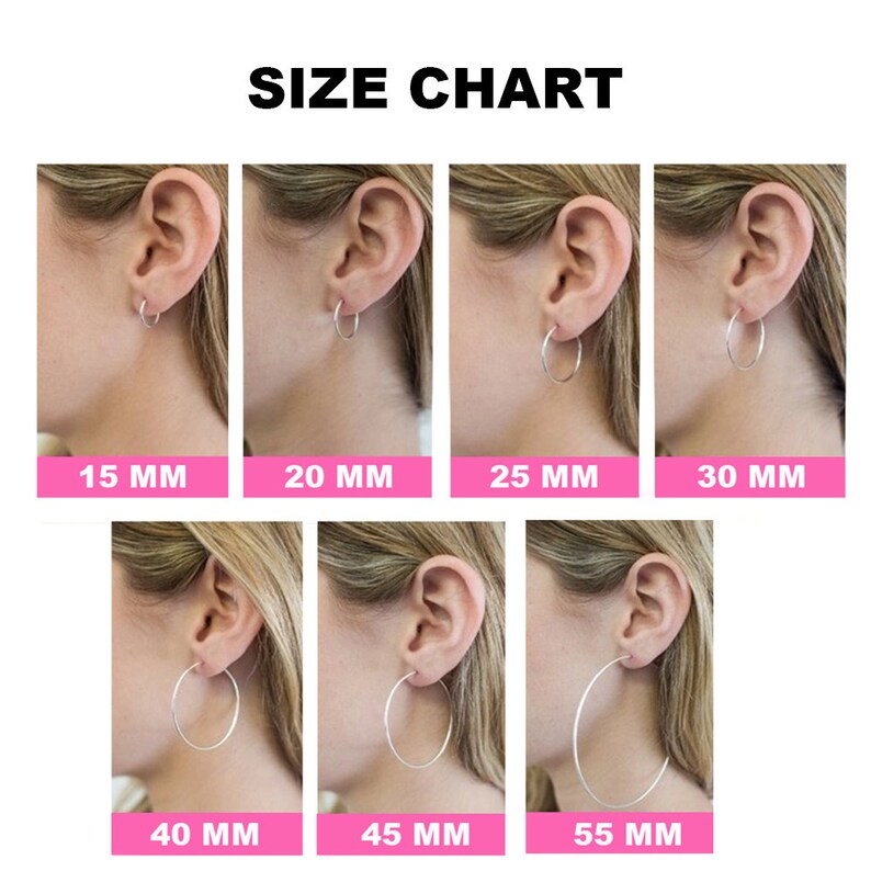 14K Rose Gold Hoop Earrings Sizes 15mm 20mm 25mm 30mm 40mm Etsy