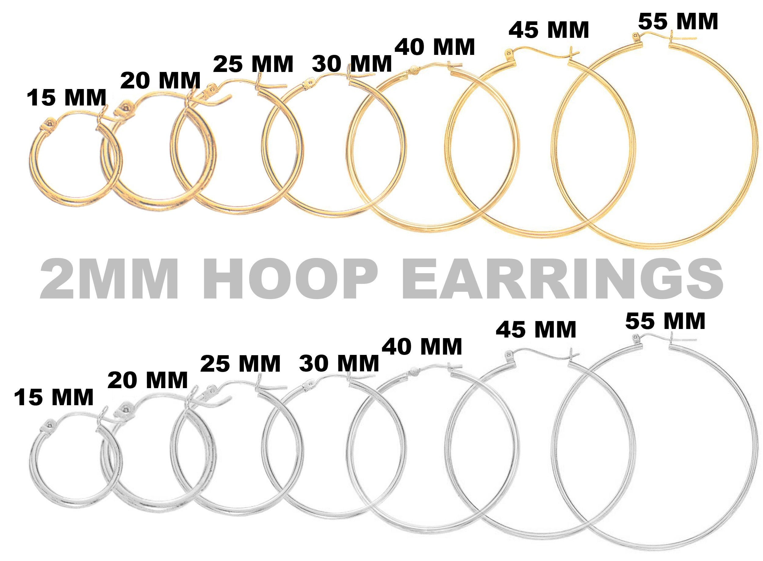 10k Yellow Gold Shiny Diamond Cut Round Hoop Earrings Diameter 15mm 並行 ...