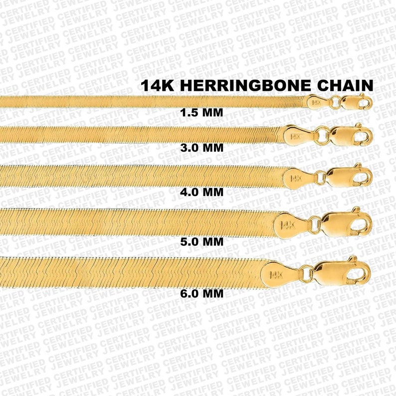 14K massief gouden visgraat ketting of armband, 7 8 10 16 18 20 24, 1,5 mm 3 mm 4 mm 5 mm 6 mm dik, visgraatketting, 14K visgraat afbeelding 1