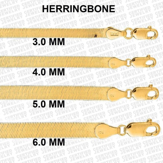 Solid 14K Yellow Gold Herringbone Chain 