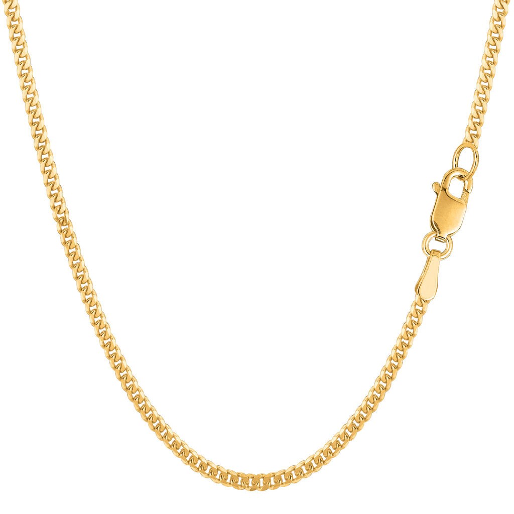 14K Solid Gold Gourmette Chain Necklace 