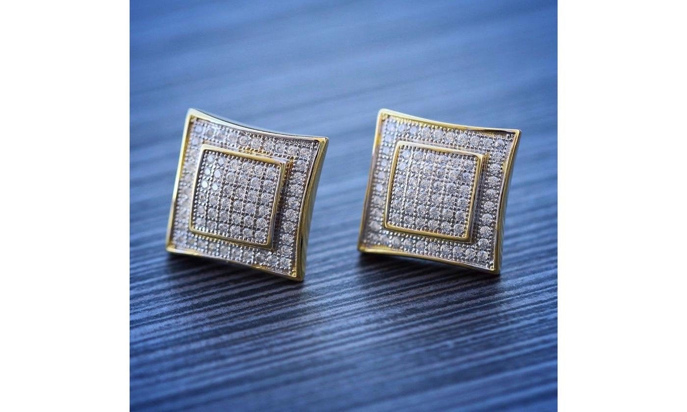 10K White Gold Diamond Stud Earrings Square Design 0.33ct 802020