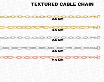 14k Gelb, weiß oder Rose Gold texturierte Oval Kabel Link Anhänger Halskette Kette 2,5 mm, 3,5 mm, texturierte Oval Rolo Kette Halskette, Verkauf