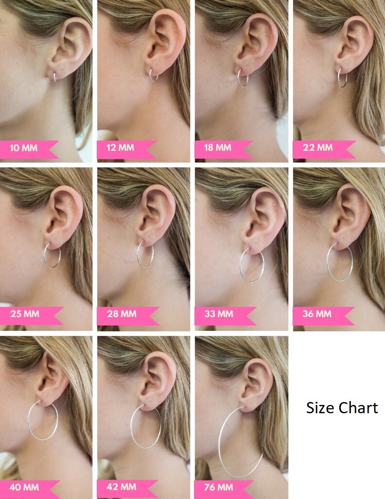14K Gold Hoop Earring Set 1.5mm Wide Sizes 25mm 30mm 40mm 45mm