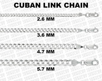 Solid 14K White Gold Cuban Link Chain, 16"-30" Inch, 2.6mm-5.7mm Thick Gold Chain, Solid Gold Curb Chain, Cuban Necklace, White Gold Chain