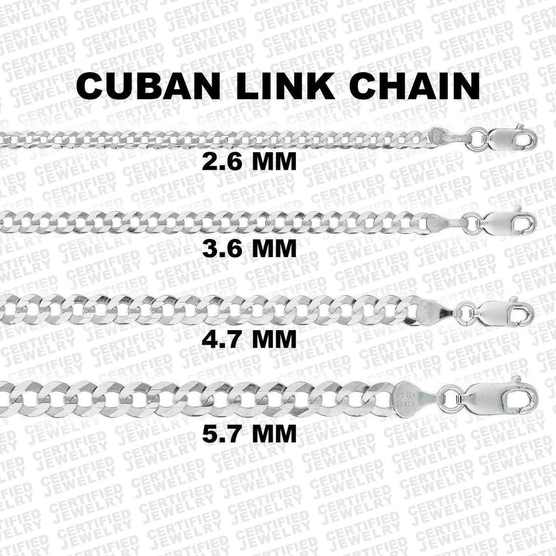Solid 14K White Gold Cuban Link Chain 