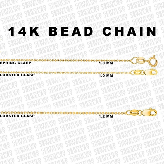 14K Yellow Gold Diamond Cut Ball Chain