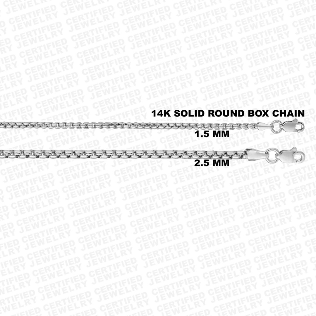 Solid 14k Round Box Link White Gold Chain Necklace 1.5mm or Etsy