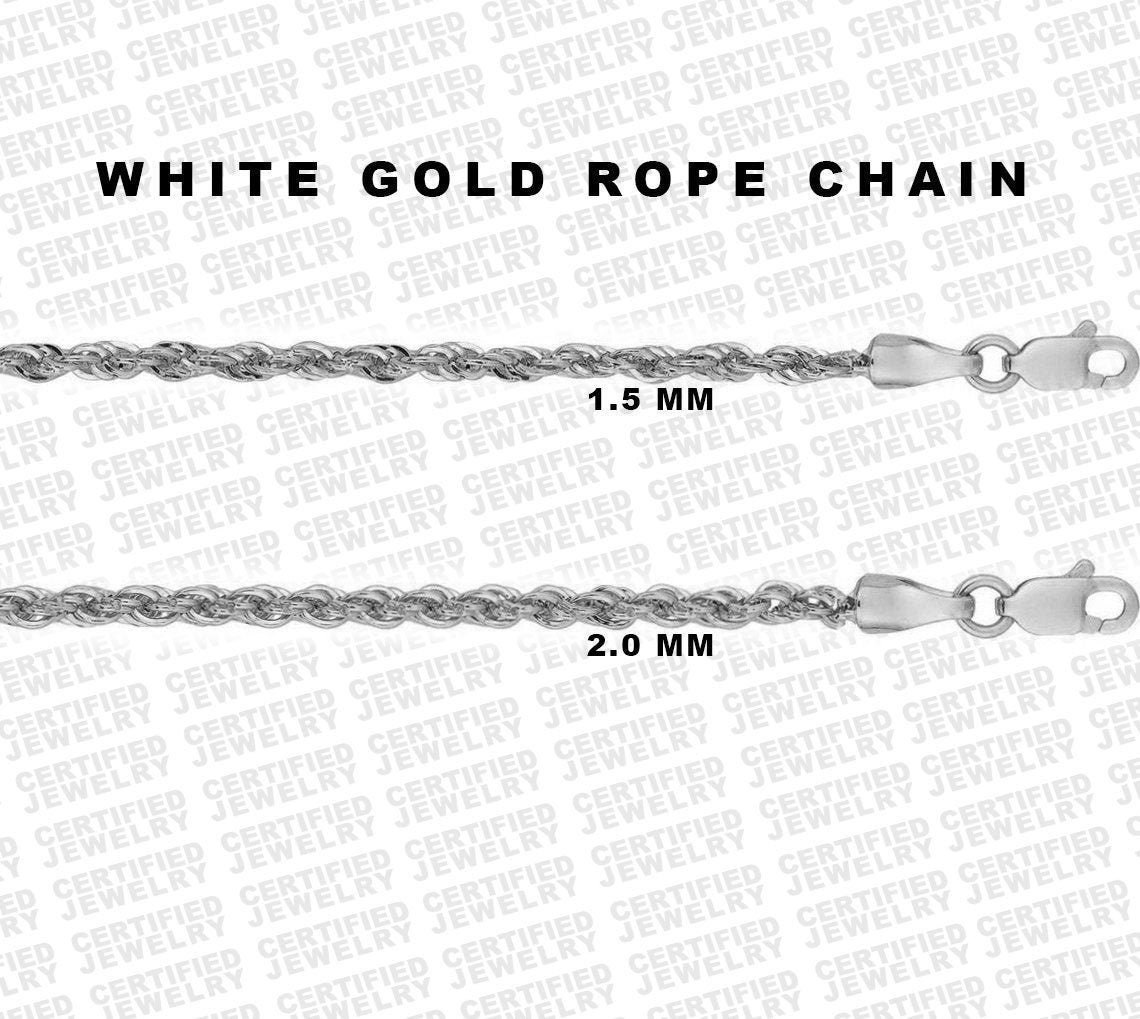 14K White Gold Rope Chain Necklace 16 18 20 Etsy