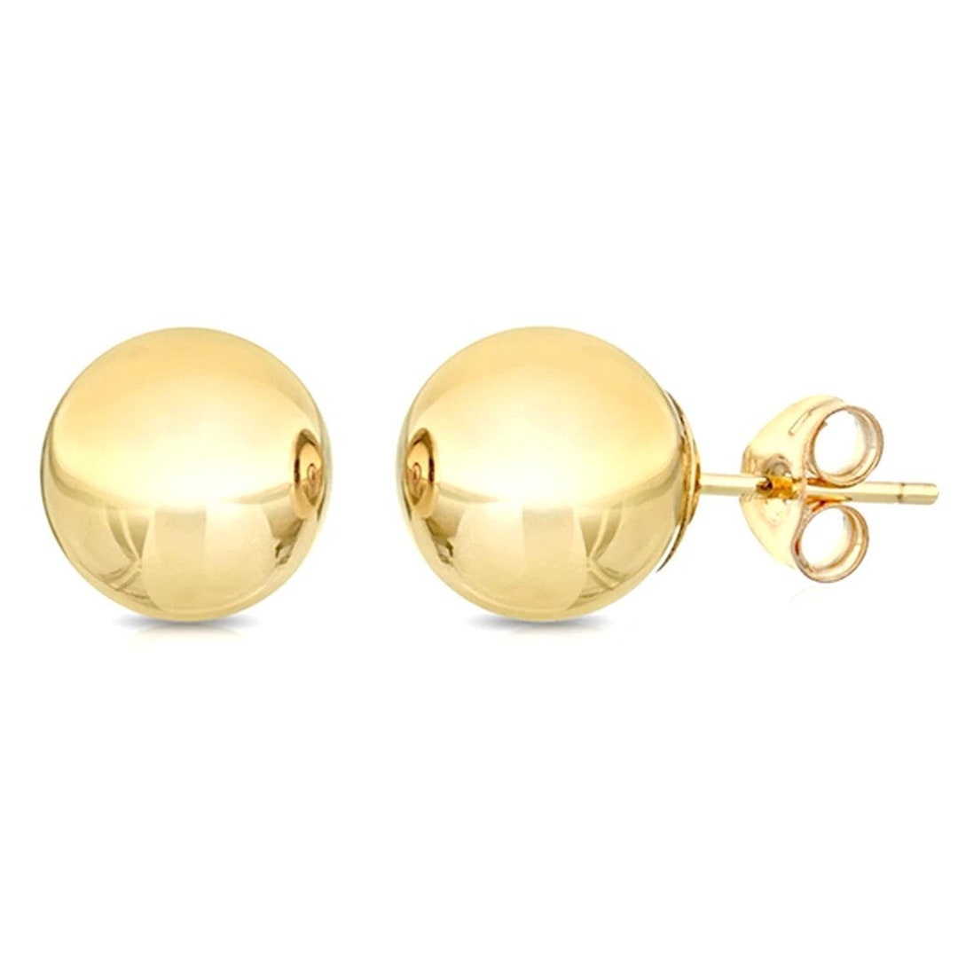 14K Gold Ball Earrings, 3MM 4MM 5MM 6MM 7MM 8MM 10MM Ball Earring Studs