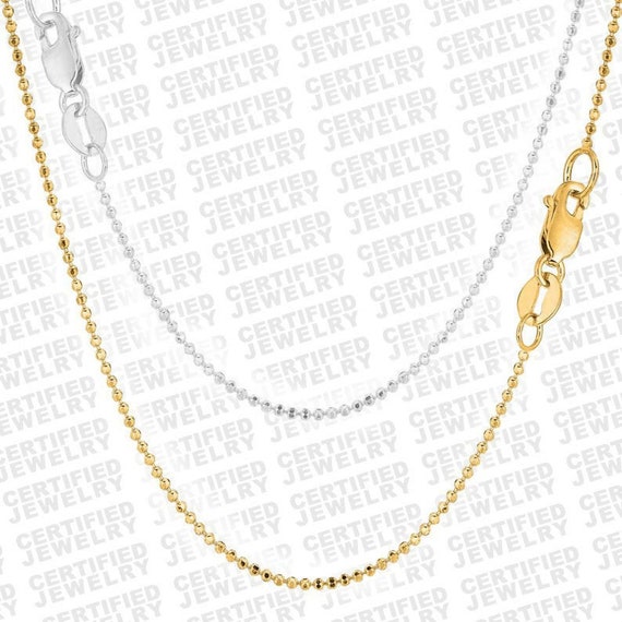 Solid 14K Gold Ball Chain Necklace, 16 18 Inch, 1mm Thin Gold