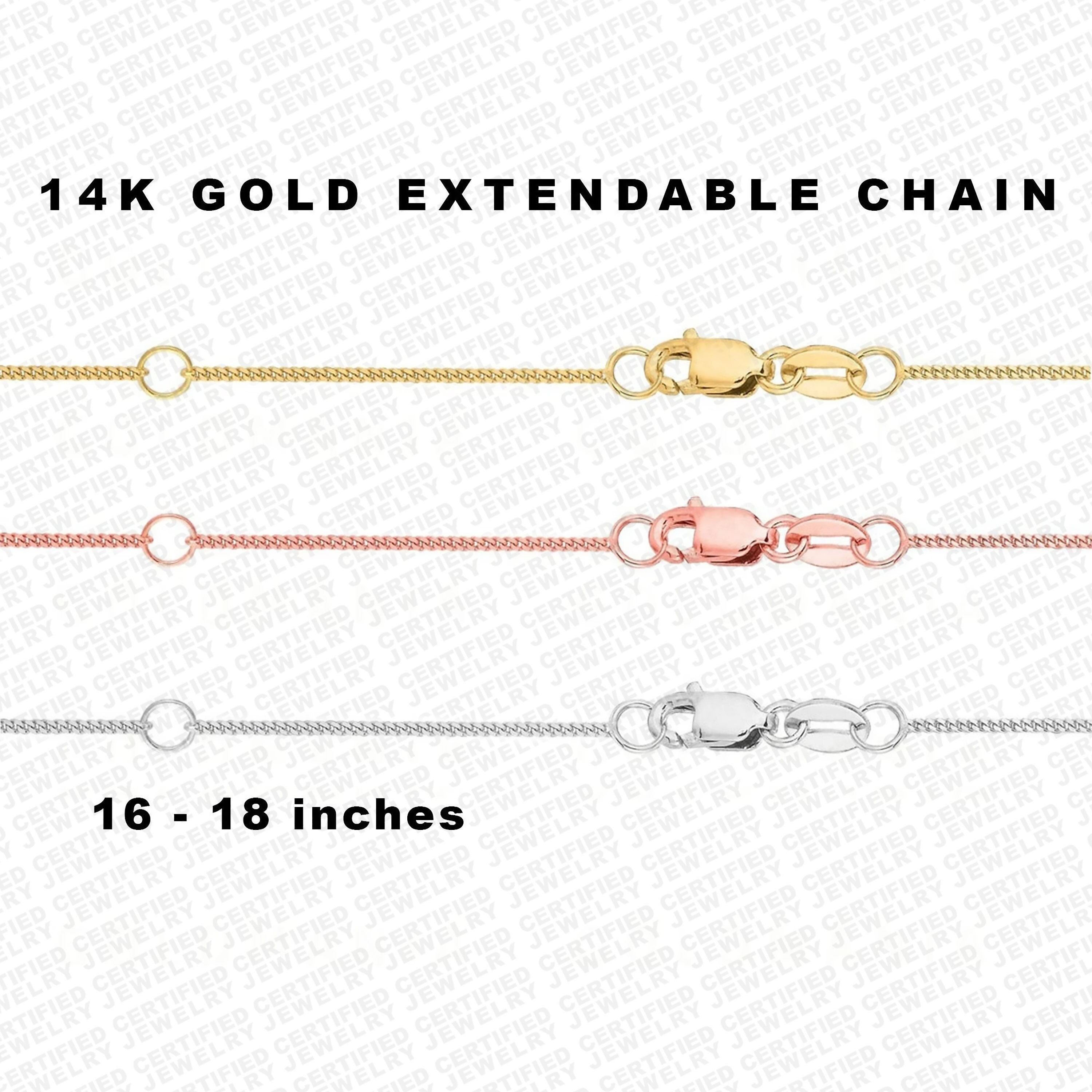 14KT Rose Gold Necklace Extender Safety Chain 3 Length Double Curb