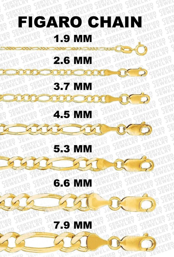 Solid 10K Yellow Gold Figaro Chain 7 30 