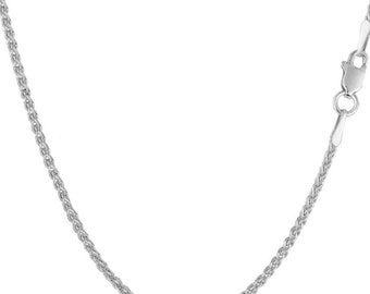 18k Solid White Gold Round Wheat Necklace Pendant Chain 16" 18" / 1.4mm Sale