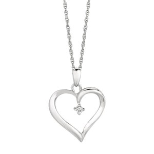 Heart Pendant White Diamond Silver Shiny With Cable Chain - Etsy