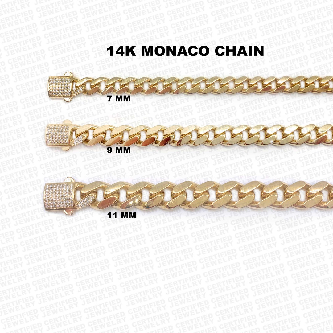 14k Gold Monaco Chain Necklace Thick Men's Chains Real Etsy