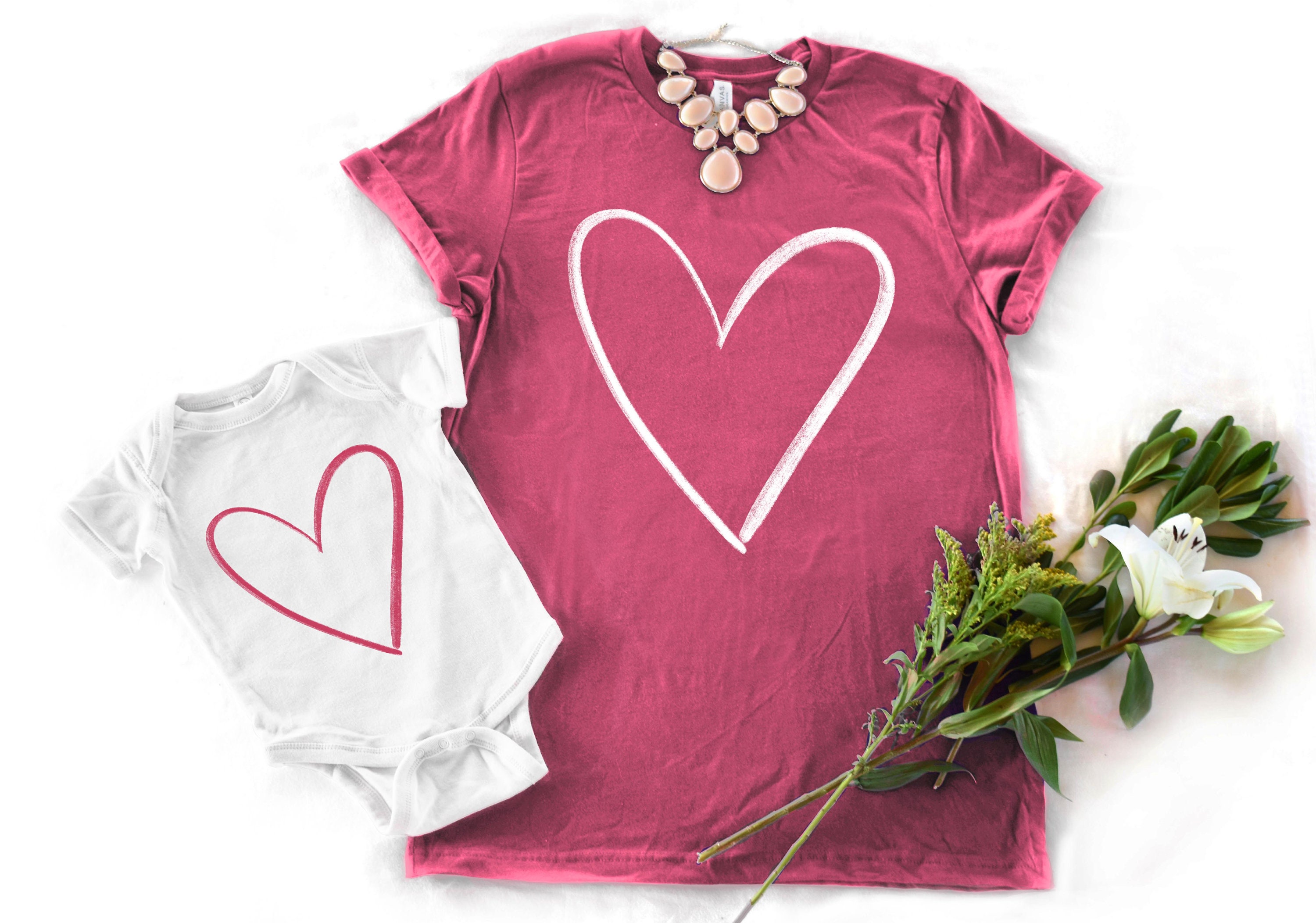 mom and son matching valentines day shirts