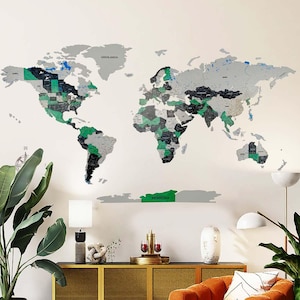 Carte du monde murale 3D colorée, cadeau de mariage, cadeau de Noël, décoration murale pour la maison, décoration d'intérieur