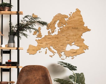 Carte en bois de l’Europe | Décoration intérieure | | d’art mural Cadeau pour mari femme petit ami | Carte sur le mur | Un cadeau pour noël | Carte Engraverd |