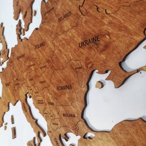 Carte en bois de l’Europe | Décoration intérieure | | d’art mural Cadeau pour mari femme petit ami | Carte sur le mur | Un cadeau pour noël | Carte Engraverd |
