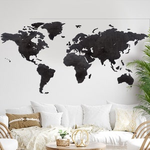 World Map Wood Wall Art, Travel Gift, Wall Decoration, Housewarming Gift, Welkarte, Wall world map wooden, office world map, poster