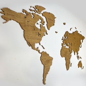 World Map Wood Wall Art, Travel Gift, Wall Decoration, Housewarming Gift, Welkarte, Wall world map wooden, office world map, poster