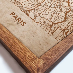 Paris City Map Wall Art Paris Engraved Wood Laser Map Wall Decoration Gifts Any City/Town Topographic Hometown