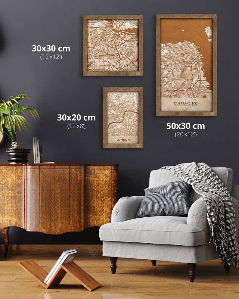 San Francisco City Map Wall Art San Francisco Engraved Wood Etsy